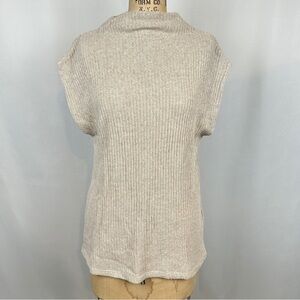 NEW Zara Tan Mock Neck Ribbed Vest Sleeveless Sweater Size Medium Tan Cream